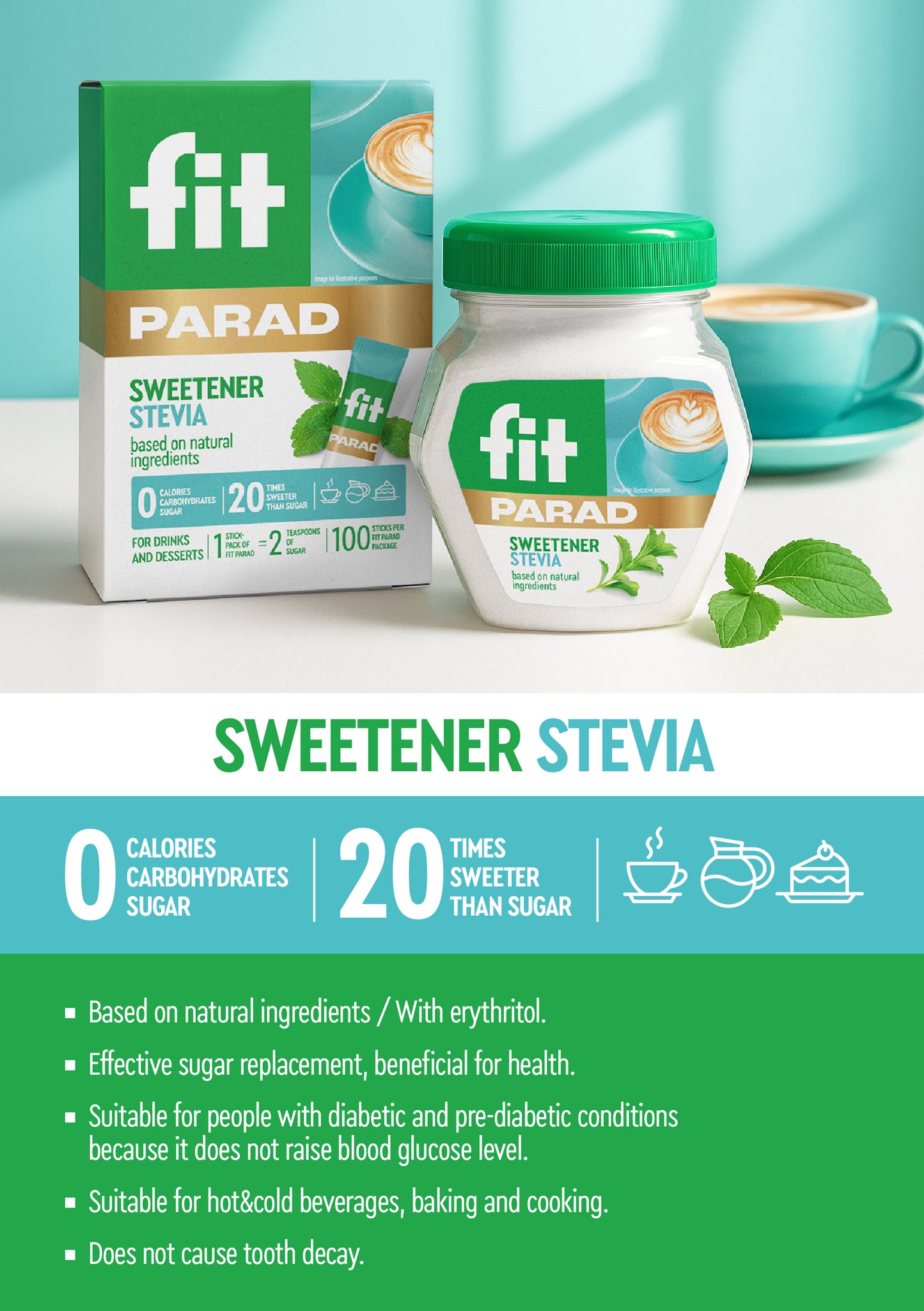 FIT PARAD Stevia 50g, box 100 sticks